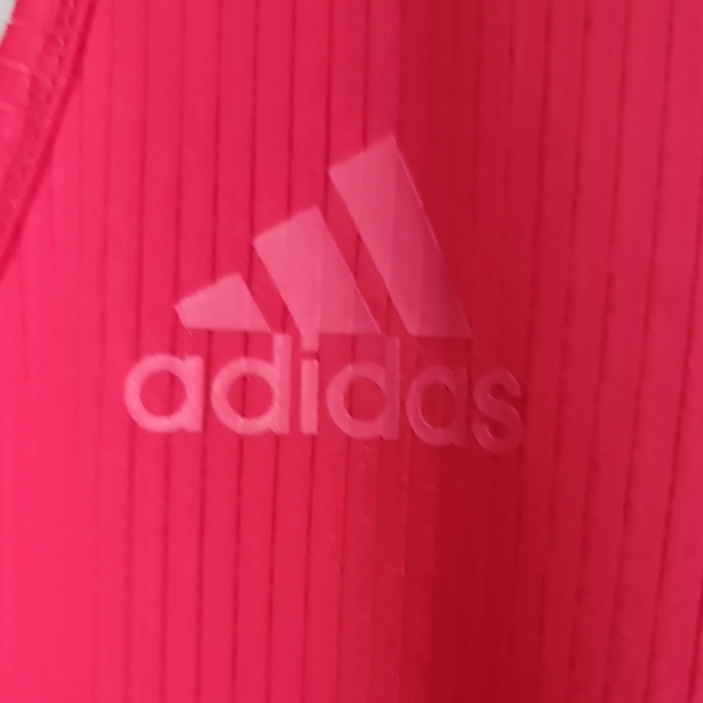 Adidas Pink Ribbed Racerback Fitted Tank Top - Picture 3 of 6